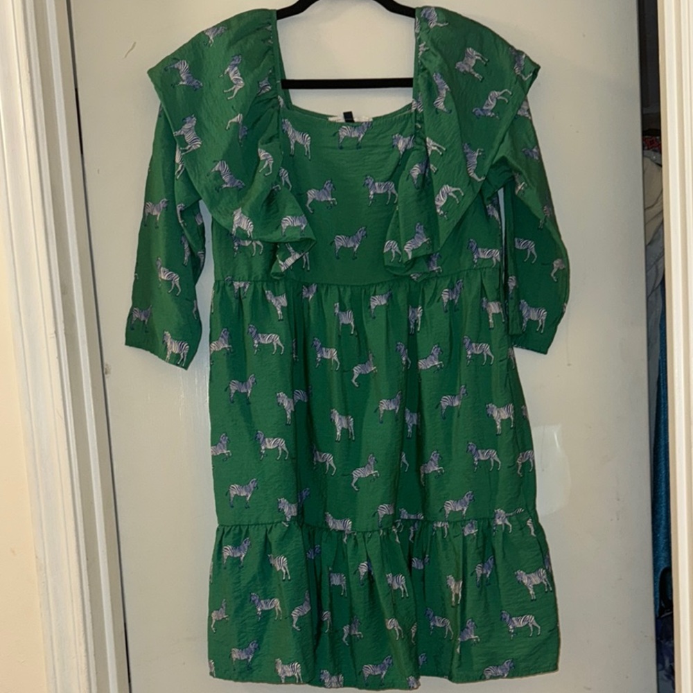 Green Zebra Print Dress